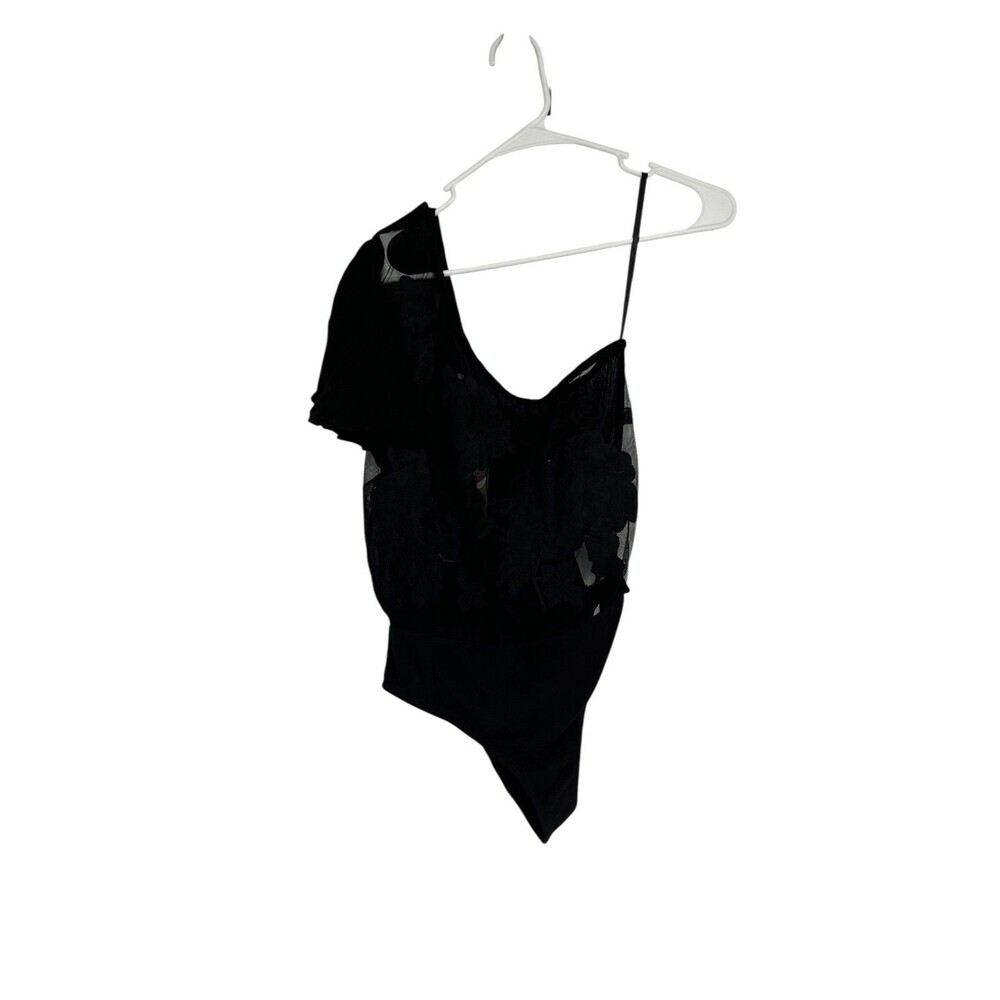 Band of the Free Bodysuit Women's Size Small Black One Shoulder Floral Mesh Boho